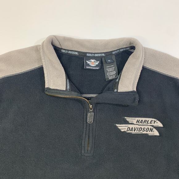 Harley Davidson Fleece Mens XL Extra Large Black Grey Long Sleeve Biker Sweater - Picture 4 of 14